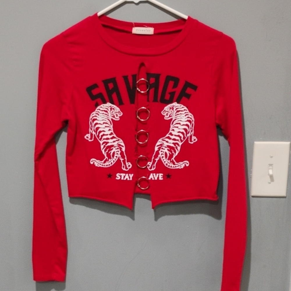 Forever 21 Red Crop Top with Graphic Design